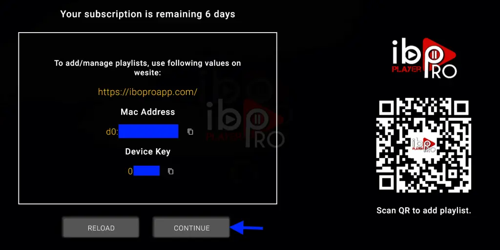 IBO Player app credentials MAC address and device key